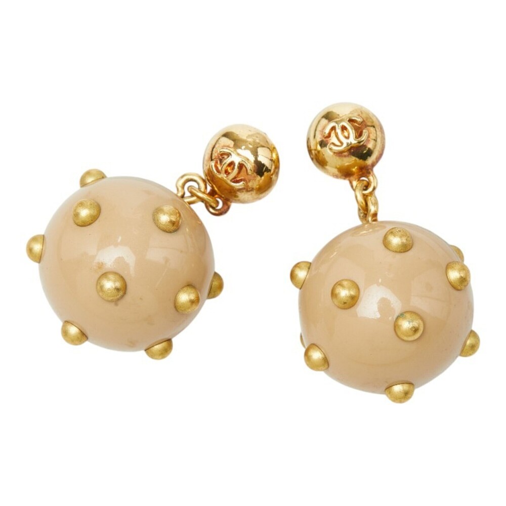 CHANEL Cream Logo Earrings